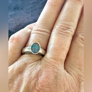 925 Silver and Blue Oval Ring